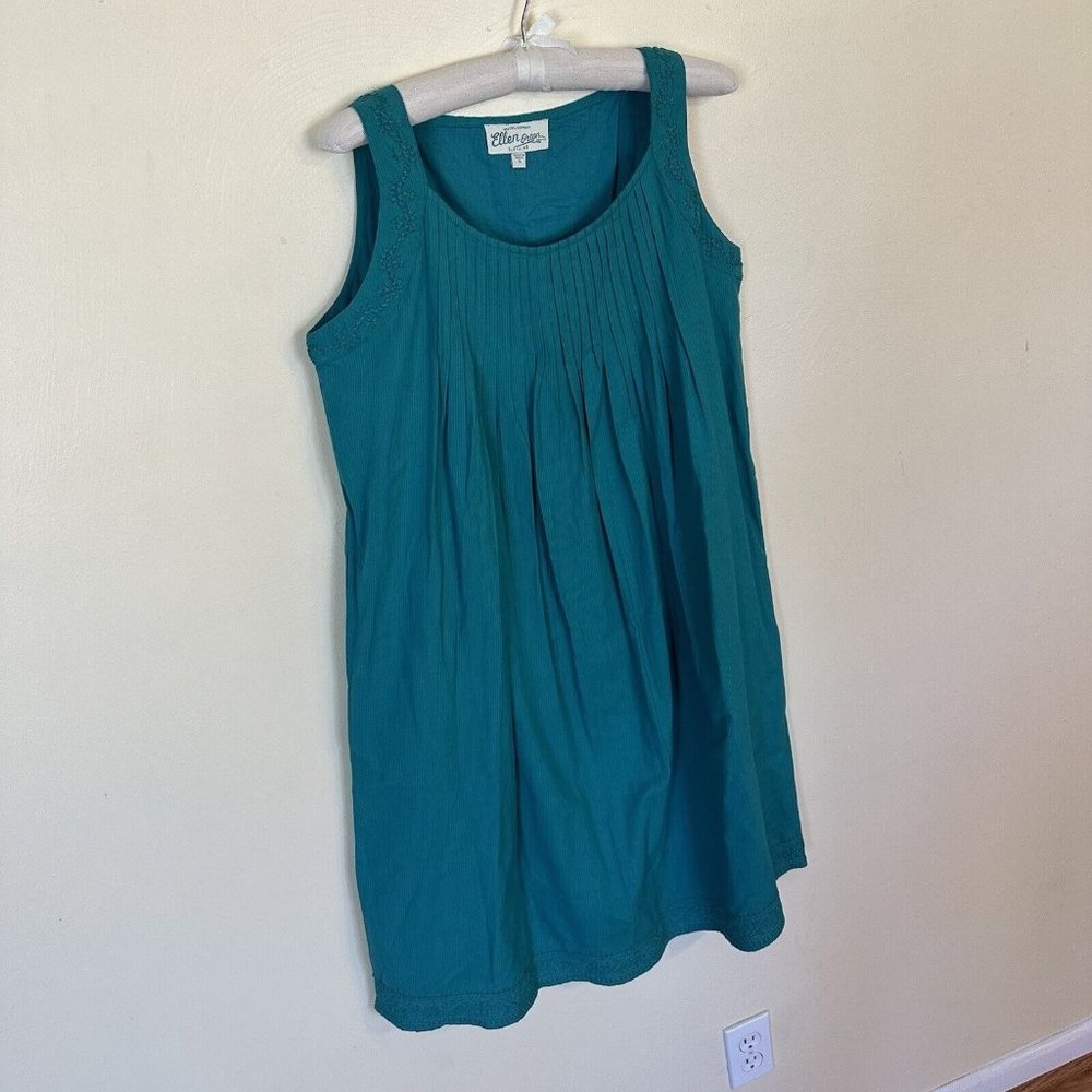 Preowned Ellen Orton Vermont County Womens Teal Green Sleeveless Dress Small